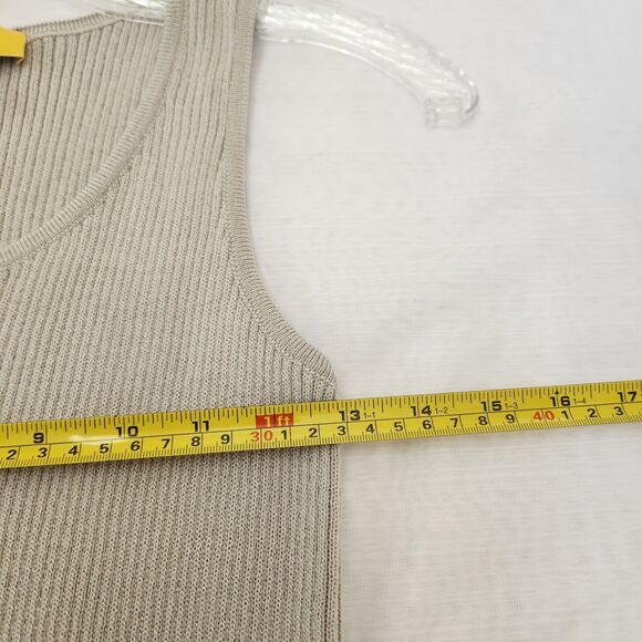 St John Tank Women's P 2 Yellow Label Beige Ribbed Knit Shell Layering Career - Picture 12 of 15